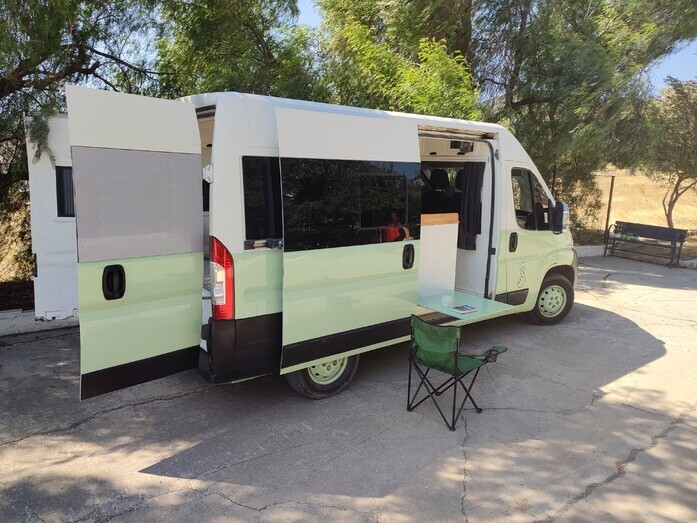 A Fiat Campervan called Olive and for hire in Izmir, Turkey