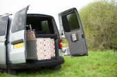 A VW T5 Campervan called Romper-Swamper and for hire in Hickstead, West Sussex