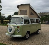 A VW T2 Classic Campervan called Olive-1979 and pop up top for extra space for hire in Darlington, Durham