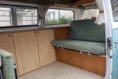 A VW T2 Classic Campervan called Campbell and modern kitchen units and rock and roll bed for hire in Dollar, Perth and Kinross
