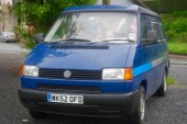 A VW T4 Campervan called Big-Blue and Big Blue Front view for hire in Teignmouth, Devon