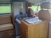 A VW T2 Classic Campervan called Harold and Cooker and sink for hire in Saxmundham, Suffolk