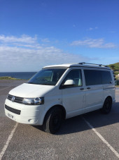 A VW T5 Campervan called SnowBall and for hire in newquay, Cornwall