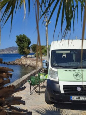 A Fiat Campervan called Olive and for hire in Izmir, Turkey