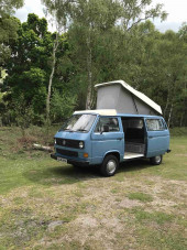 A VW T3 Campervan called Mya and for hire in Romsey, Hampshire