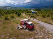 A VW T3 Campervan called Red-Westfalia-Camper and for hire in Podgorica, Montenegro