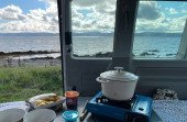 A VW T6 California Campervan called Vanelope and Happyu to include cooking equipment if you dont have your own for hire 