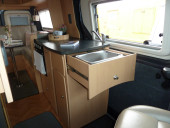 A Renault Campervan called Raquel and Sink and Kitchen Preparation area for hire in Newcastle Upon Tyne, Northumberland
