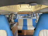 Baby blue and cream seats