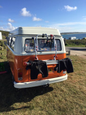 A VW T2 Classic Campervan called Funky-Bob and for hire in Colyton, Devon