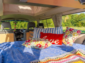 A VW T2 Classic campervan called Penny-Lane and for hire in King's Lynn, Norfolk