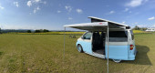 A  Campervan called Atlantis and Thw Fiamma F45S wind out awning for hire in Droitwich, Worcestershire