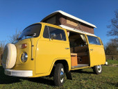A VW T2 Classic Campervan called Buttercup and for hire in King's Lynn, Norfolk