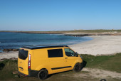 A Ford Campervan called Bumblebee and for hire in Stromness, Orkney Islands